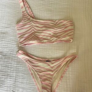 Triangl Swimwear Pink and White Bikini